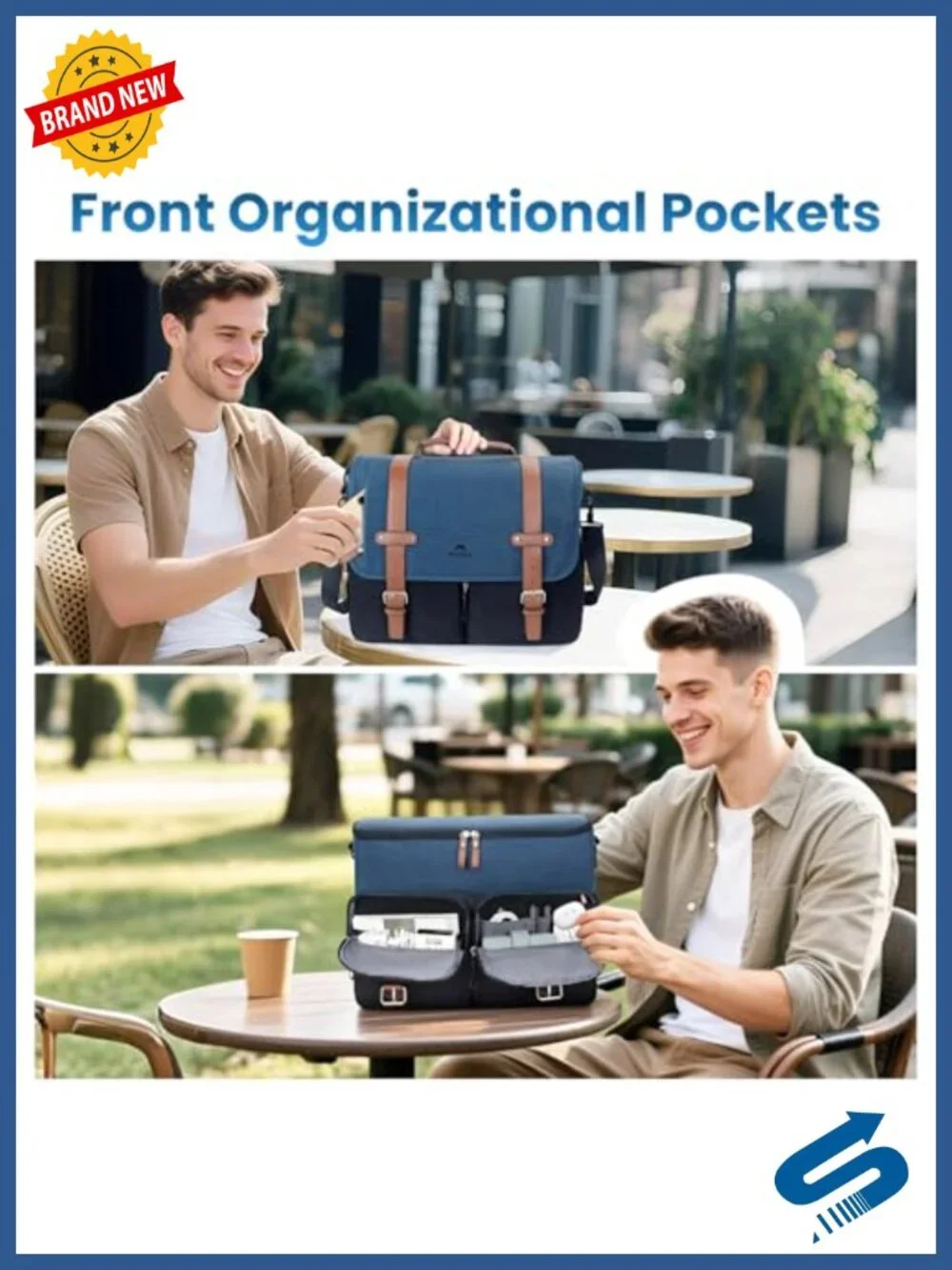 Messenger Bag with USB Charging Port, 15.6